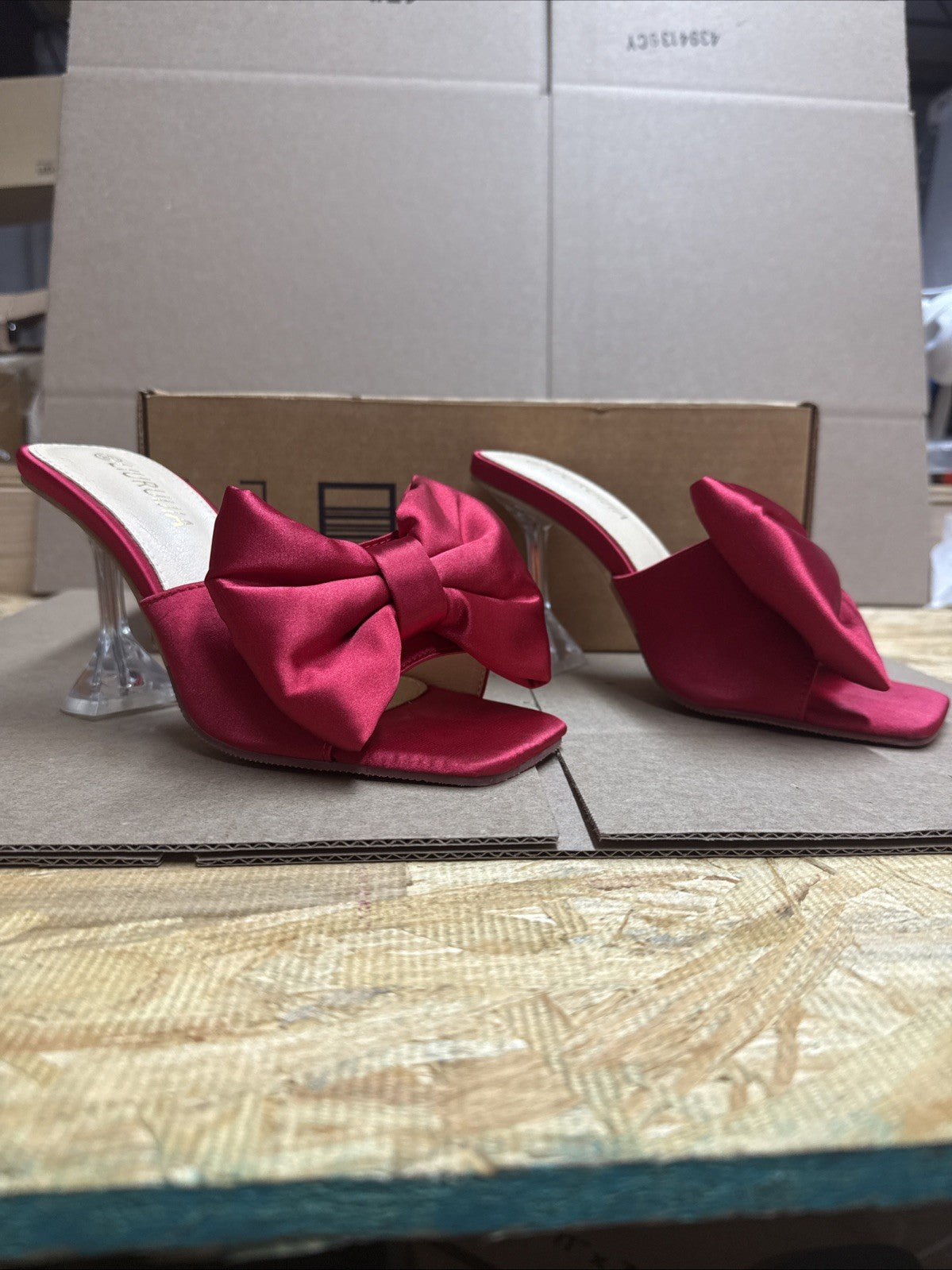 Liuruijia Women’s Size 7 bow high heels mules dress sandals slip on shoes