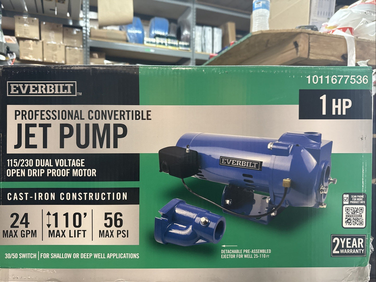 Everbilt 1 HP Professional Convertible Jet Pump *for Parts* Read Description*