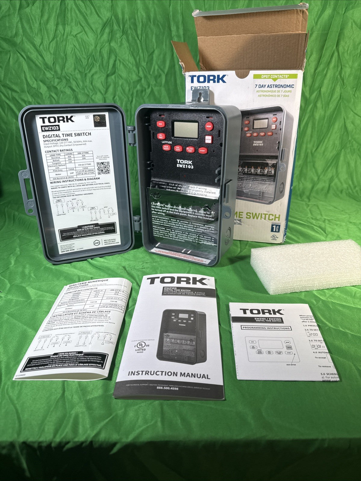Tork EWZ103 Multi-Voltage Digital Time Switch 7 Day Astronomic Control Timer