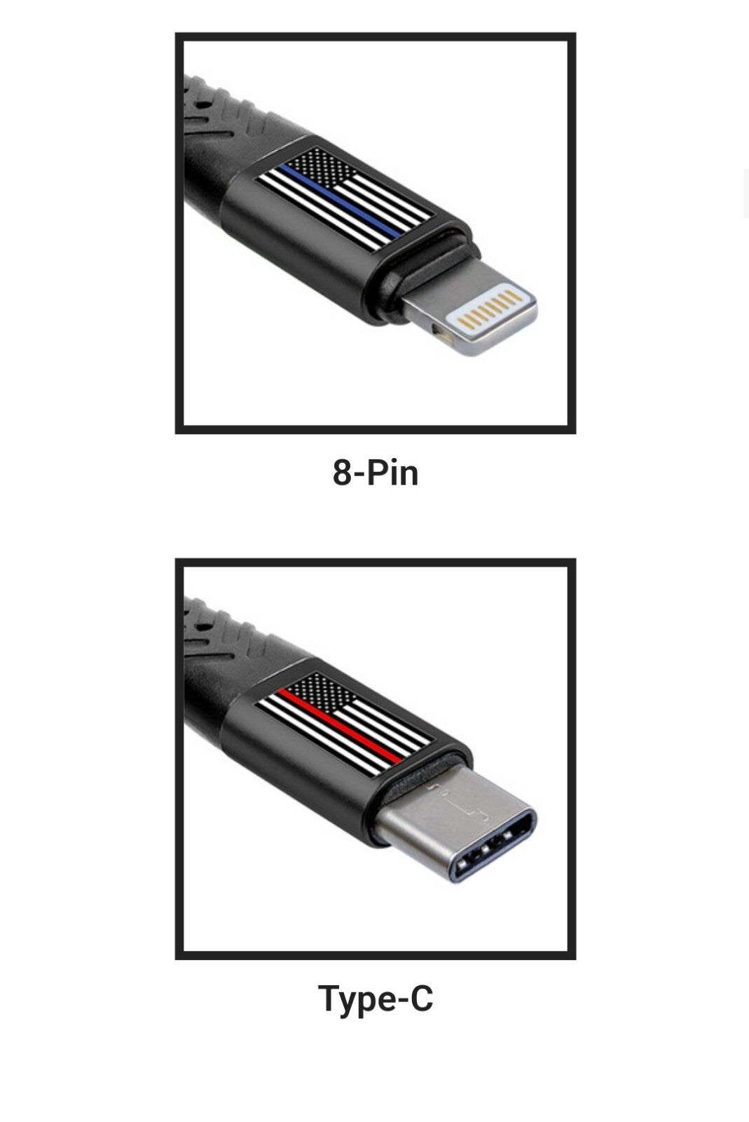 Fun FACTORY  PHONE CHARGERS  FIRST RESPONDER 10' CABLES 8-PIN TYPE-C Bulk Retail