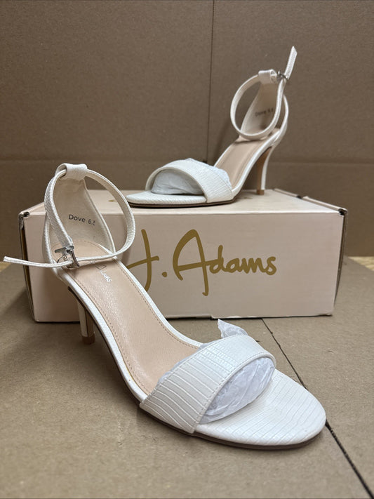 J Adams Women’s 6.5 white stiletto Wedding Summer heel bridal shoes Leather
