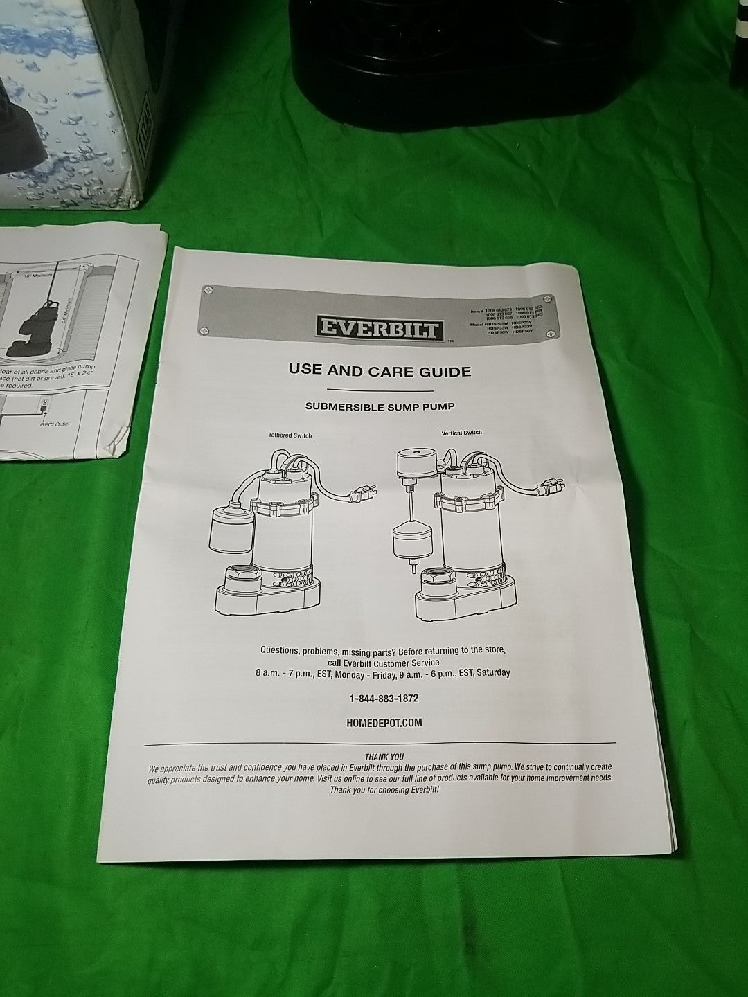 Everbilt 1/4 HP Aluminum Sump Pump w/ Tether Float Switch HDSP25W NEW OPEN BOX.