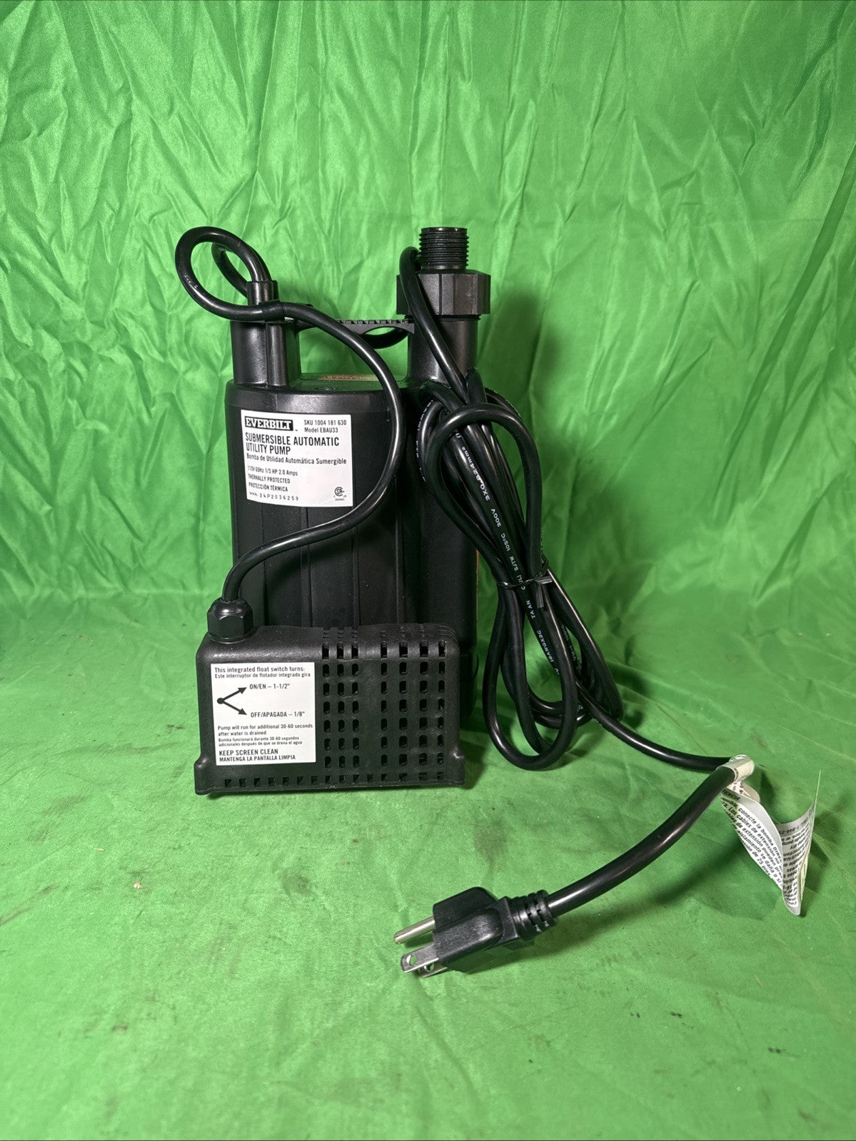 Everbilt HPEBAU33 1/3 HP Utility Pump Portable Water Removal Pump automatic off