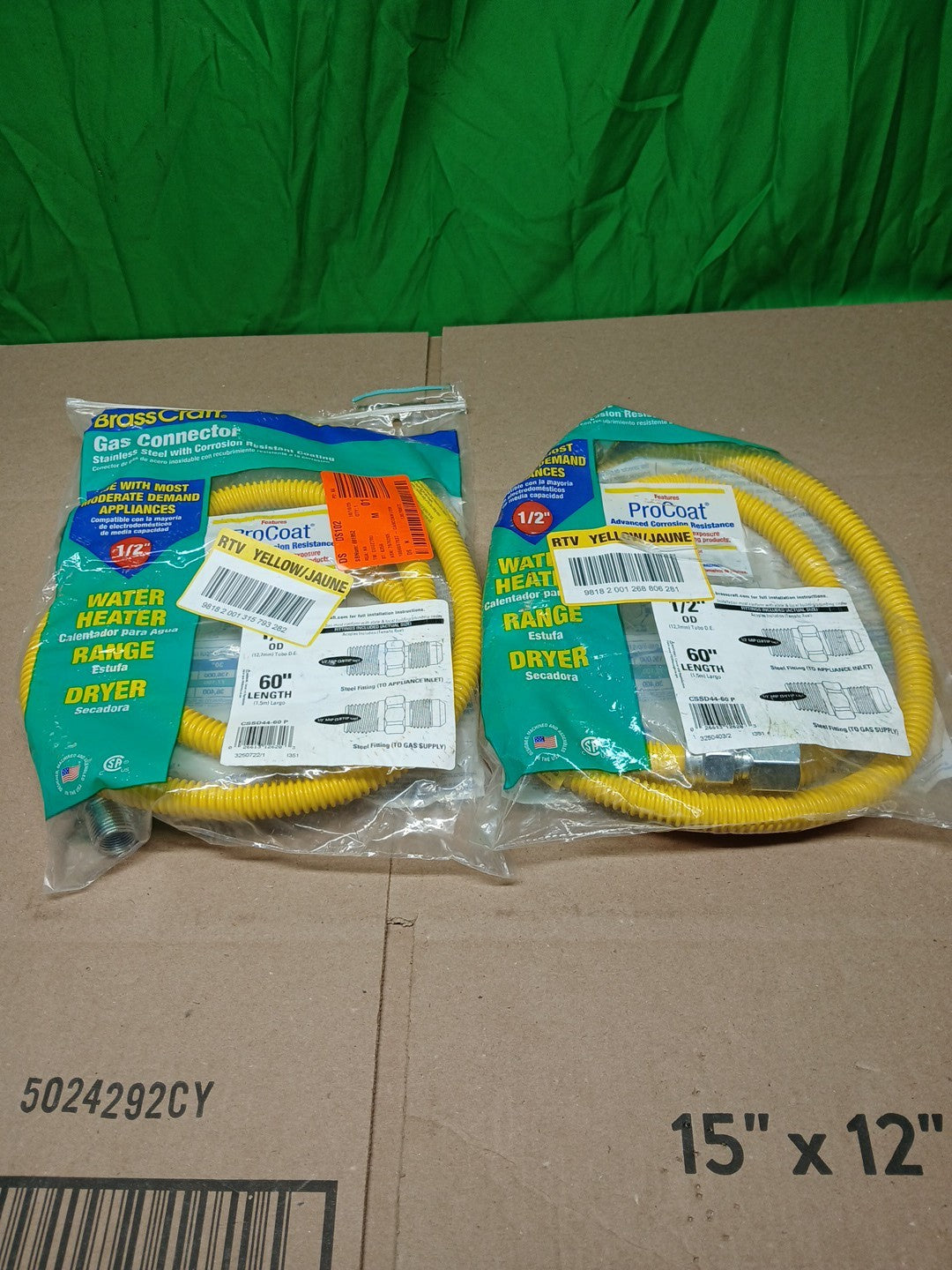 Lot Of 9 Assorted Gas Connector Hoses, Mostly Brasscraft