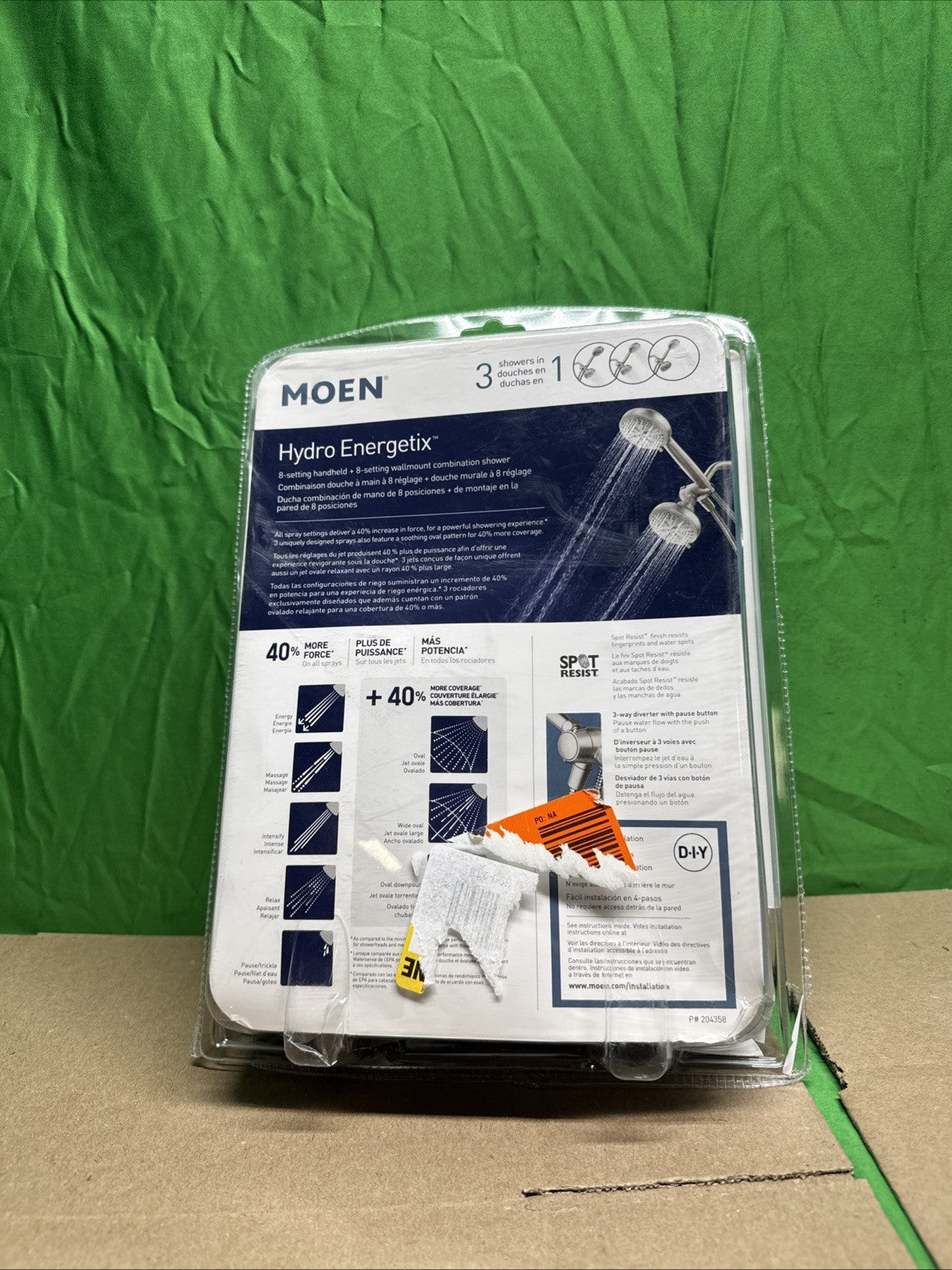 MOEN HydroEnergetix Dual Tub and Handheld Shower Head in Brushed Nickel