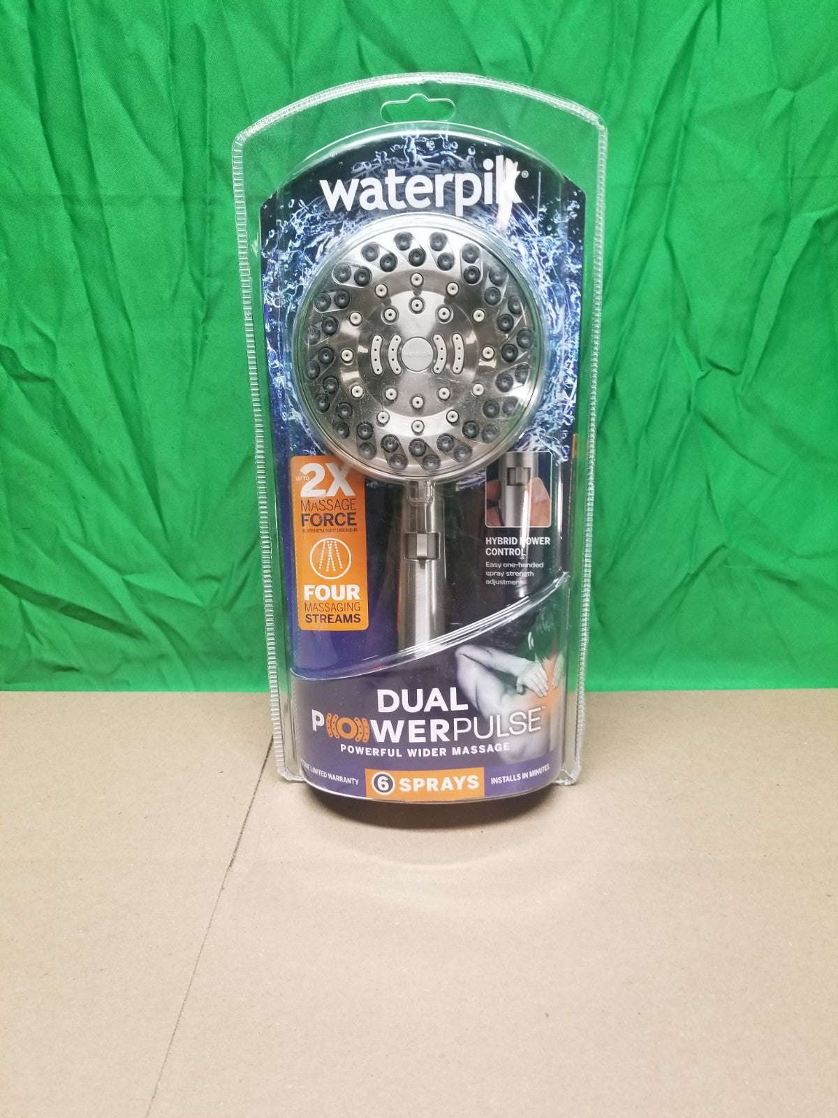 Waterpik 6-Spray Wall Mount Handheld Shower Head 1.8 GPM in Brushed Nickel NEW
