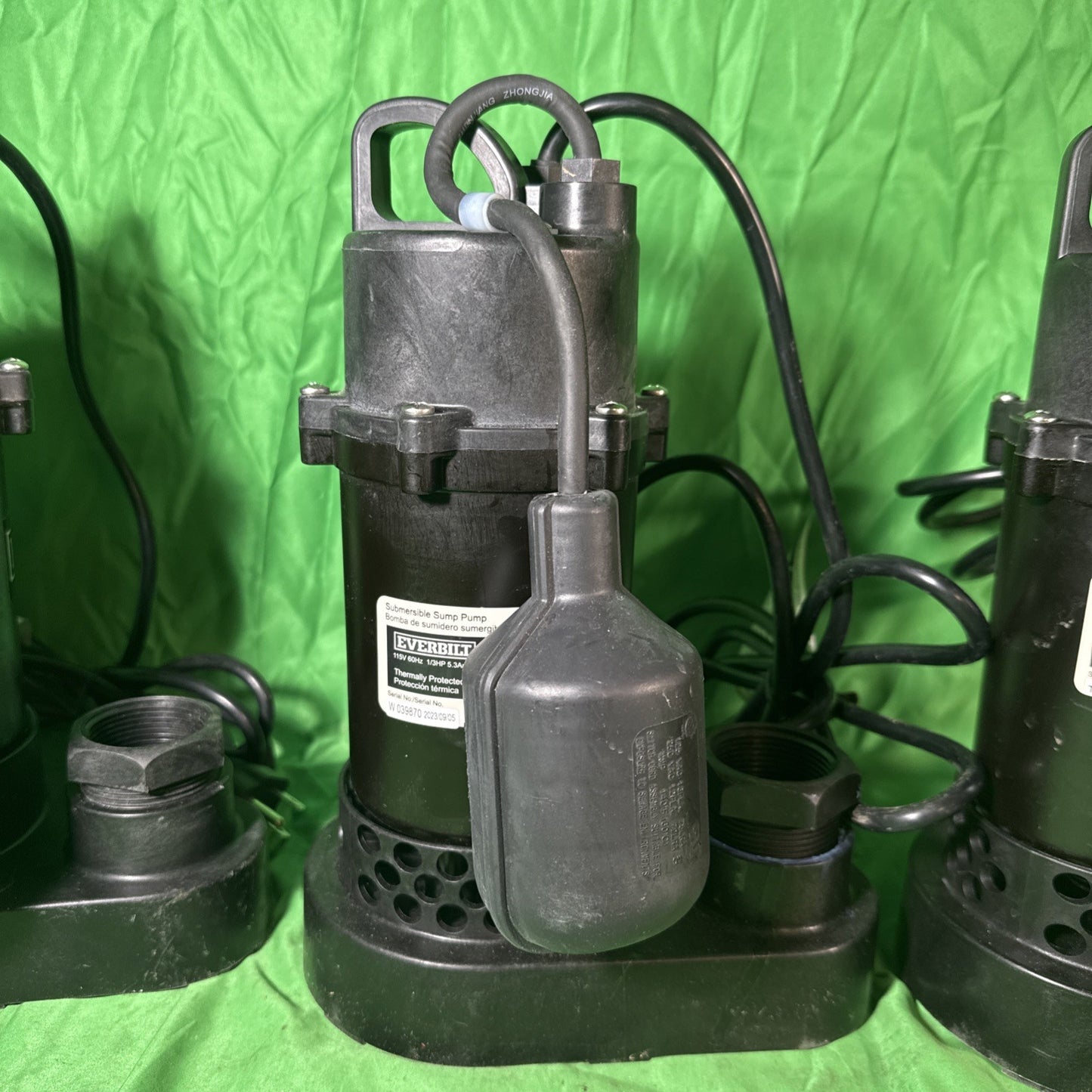 Everbilt 1/3 HP Corrosion Resistant Aluminum Sump Pump w/ Tether Switch USED.