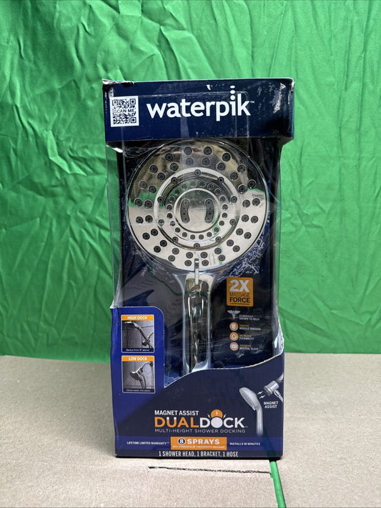 Waterpik 8-Spray Wall Mount Magnet Multi Height Handheld Shower Head 1.8 GPM