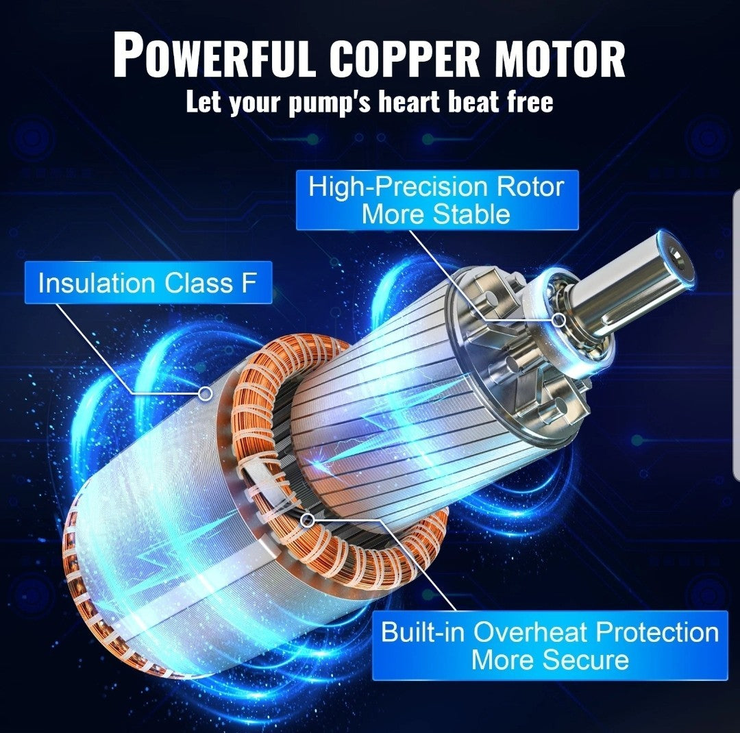 0.5HP Deep Well Submersible Pump 230V 28GPM 167ft Head 33ft Cord Stainless Steel