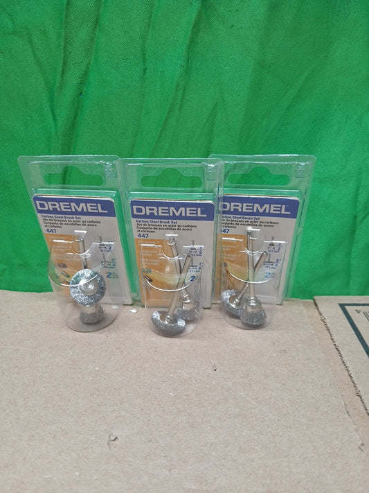 LOT OF 3 Dremel 0.75 in. Carbon Steel Brush Set 447 (2-Pack, 428 and 442) NEW