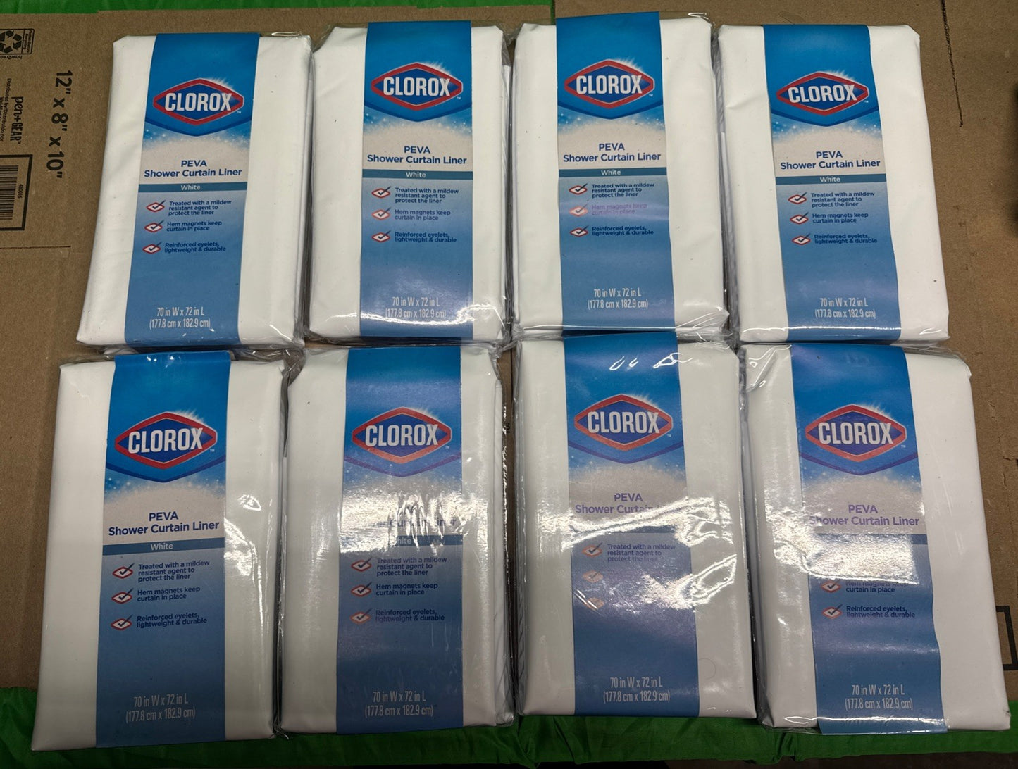 4G PEVA Shower Curtain Liner White 70" W x 72" L MSI006866.  8PACK