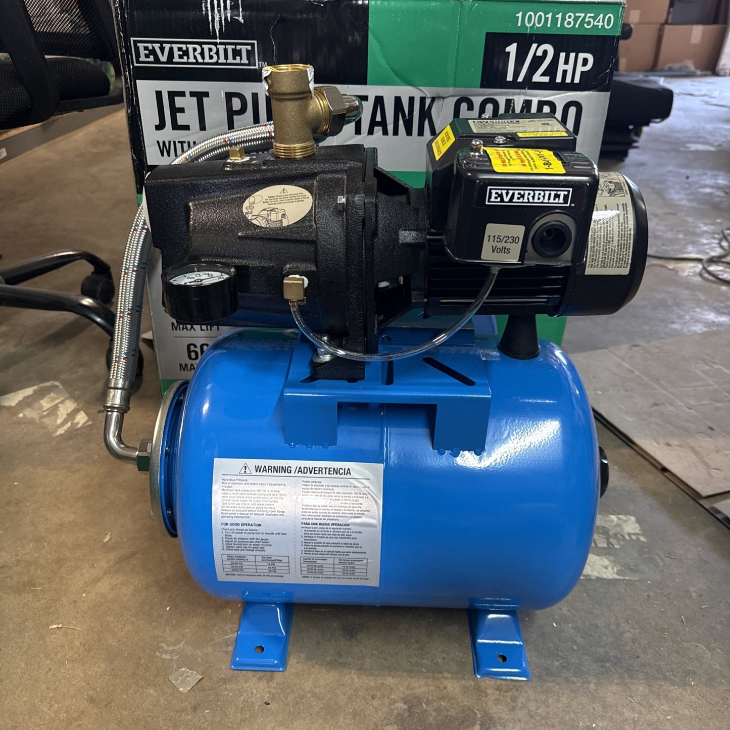 Everbilt 1/2HP Jet Pump/Tank Combo Cast iron with 6 Gallon Tank New OB