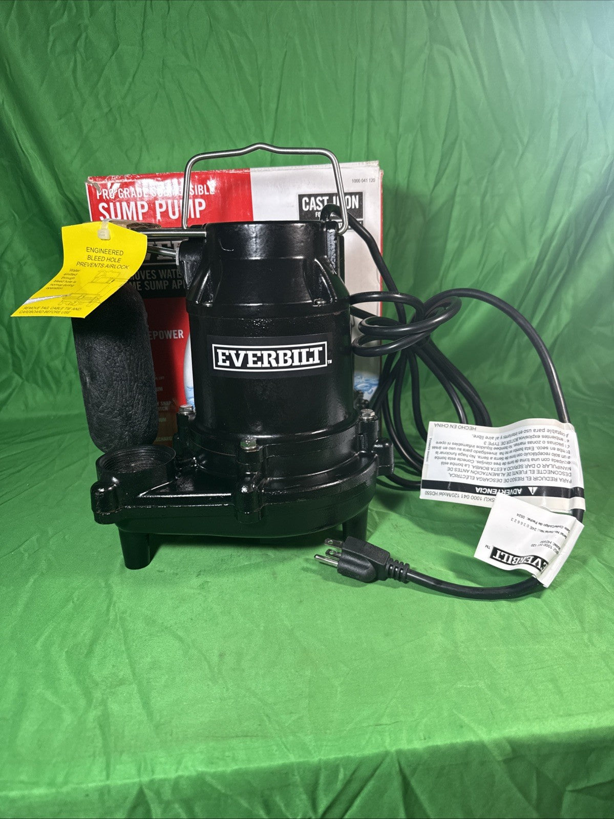 Everbilt 1/2 HP Cast Iron Sump Pump Model # HDS50 OPEN BOX