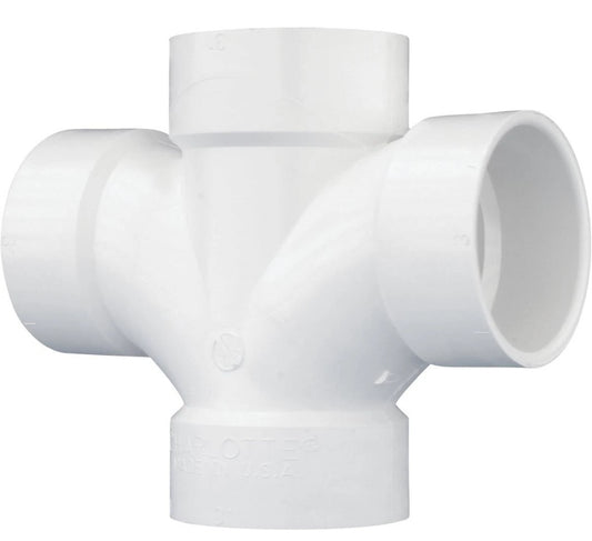 Charlotte Pipe 3 In. Double Sanitary DWV PVC Tee PVC 00428  1000HA Charlotte