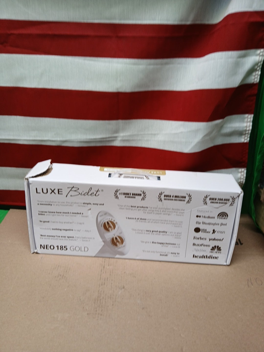 LUXE Bidet NEO 185 Gold Dual Nozzle Toilet Seat Attachment, Open Box, New