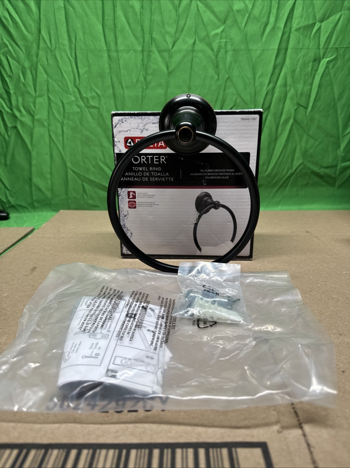 Delta Porter Round Towel Ring Die Cast Zinc Oil Rubbed Bronze 78446-OB1