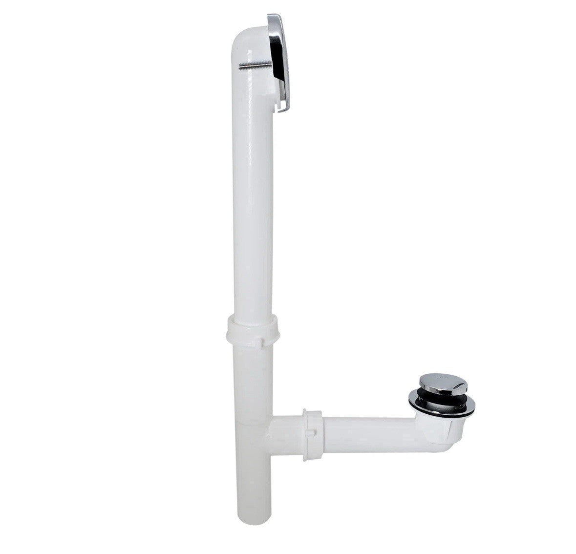 A593244CP 14" x 1-1/2" White Tubular Bathtub Waste & Overflow Assembly with T...