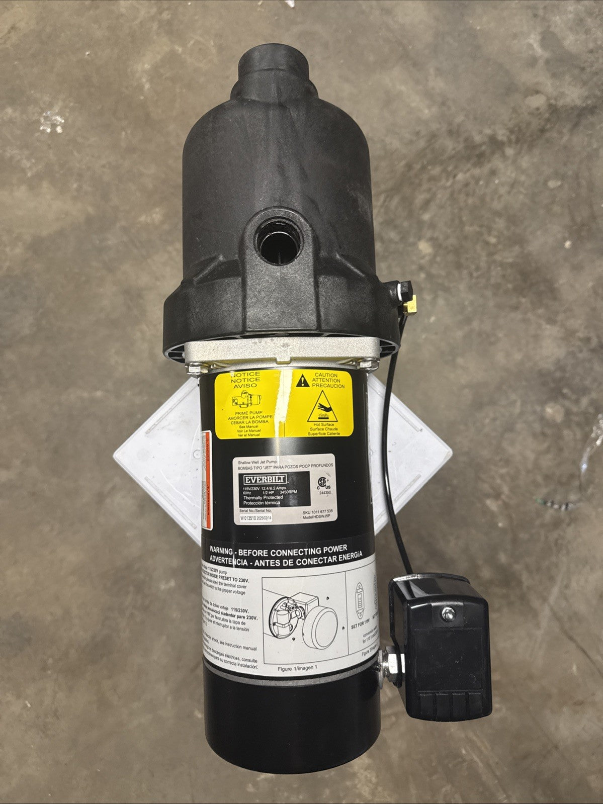 Everbilt 1/2 HP Shallow Well Jet Pump 1011677535 Read Description