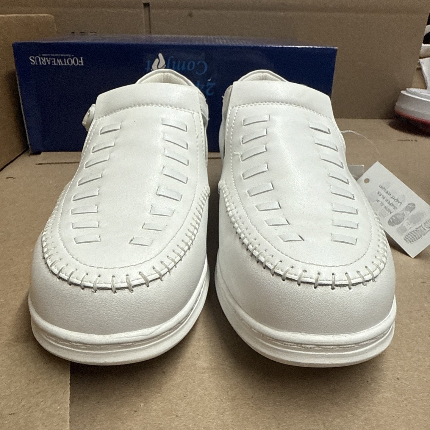 24 HOUR COMFORT Chloe Women's 7 Wide Width Moccasin Design Leather Shoes Nurse