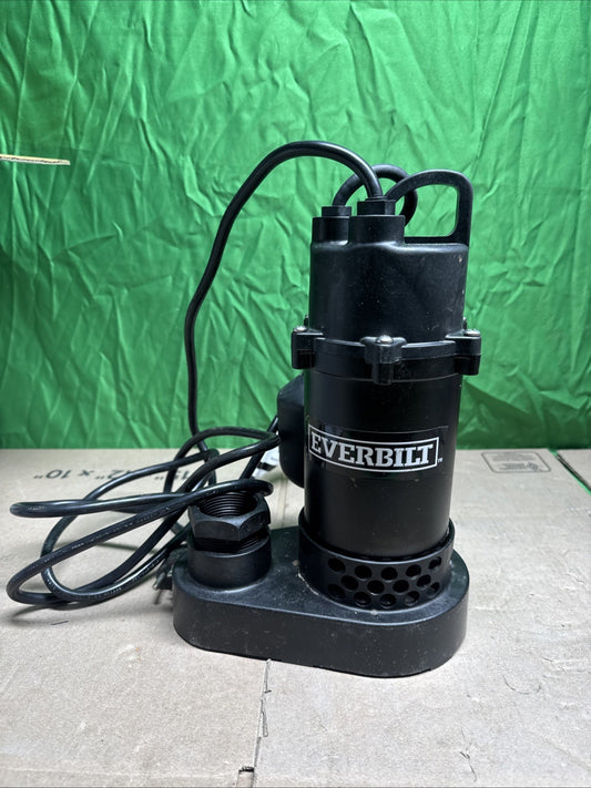 Everbilt 1/3 HP Corrosion Resistant Aluminum Sump Pump w/ Tether Switch USED.