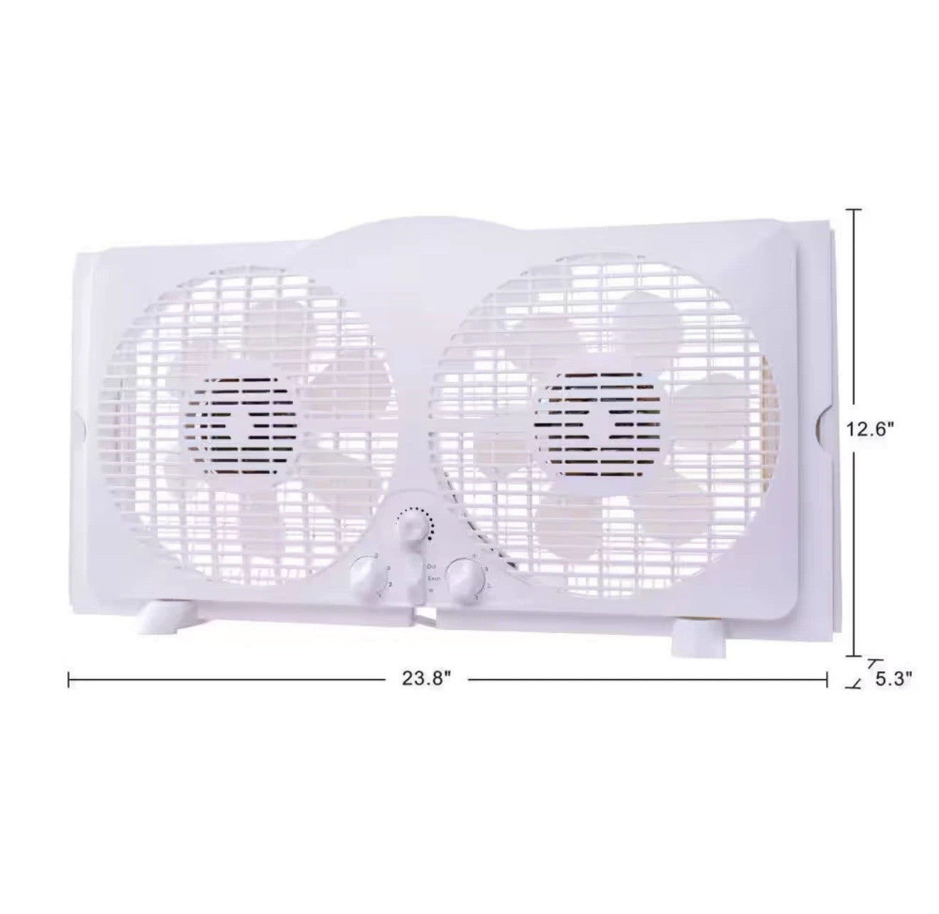 Window Fan Twin Reversible 9 in Adjustable Thermostat 3 Speed Quiet White