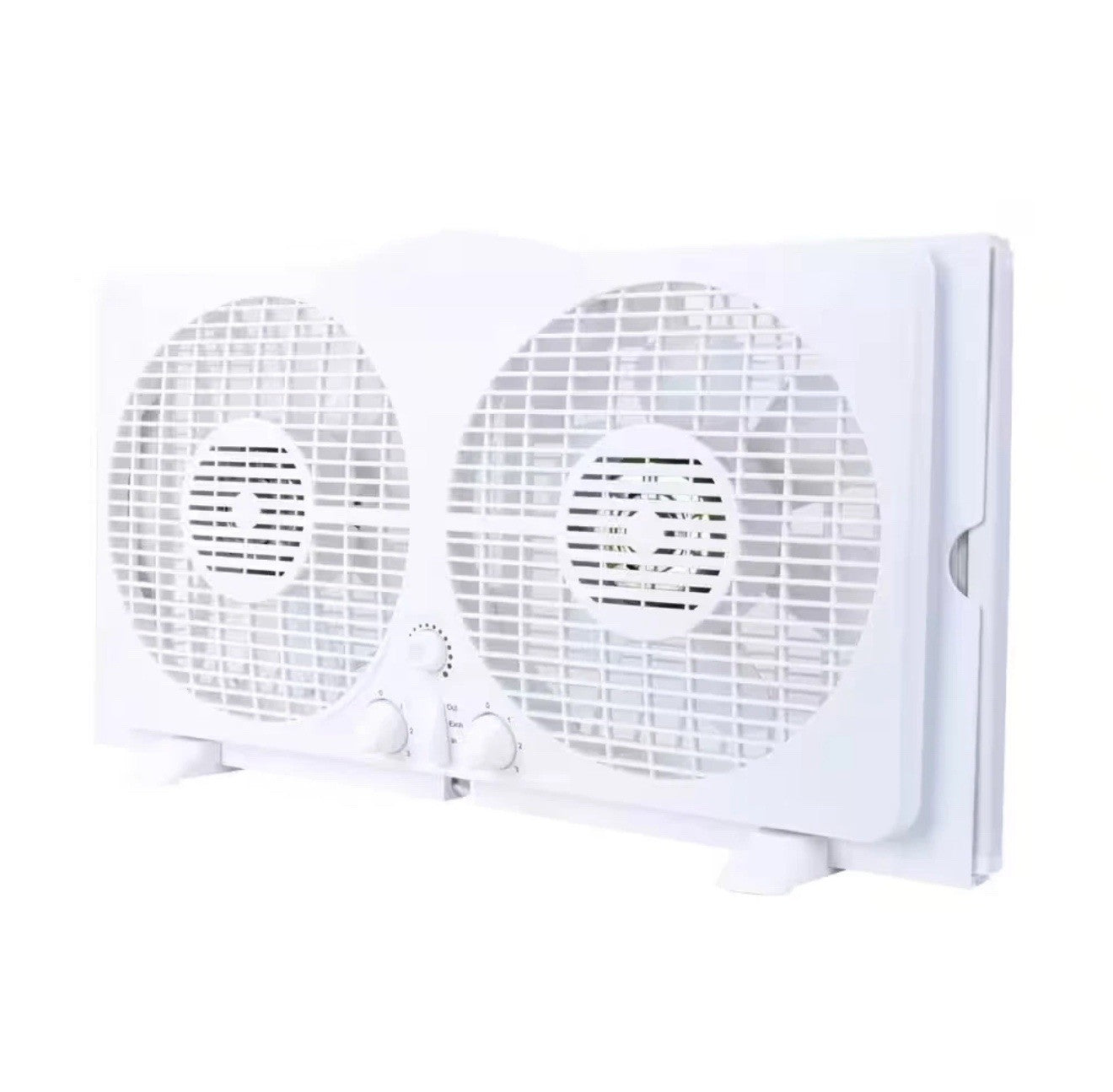 Window Fan Twin Reversible 9 in Adjustable Thermostat 3 Speed Quiet White