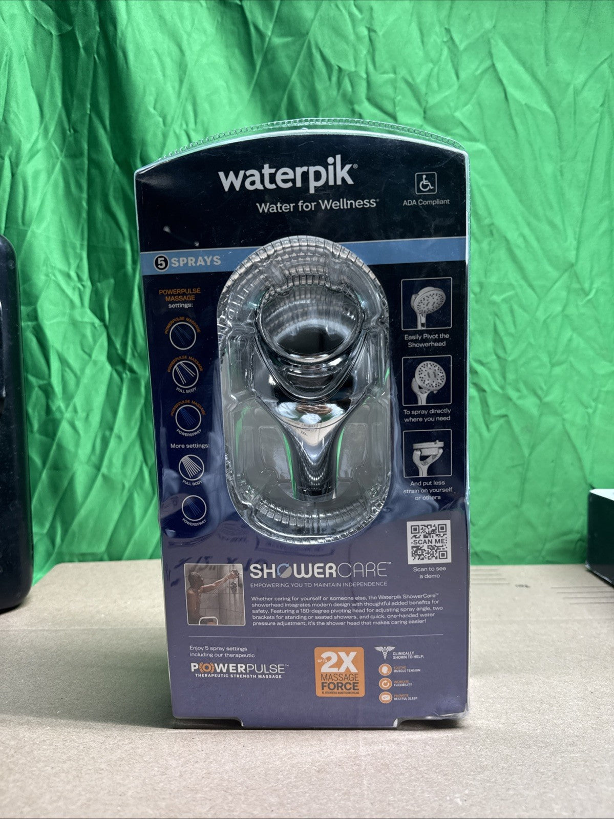 Waterpik Hand Held Shower Head Chrome 180-Degree 5-Modes QBS-563MEB