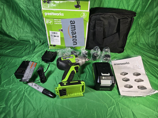 Greenworks 24V Cordless Impact Wrench 1/2" 400Nm with 4Ah Battery and 2A Charger