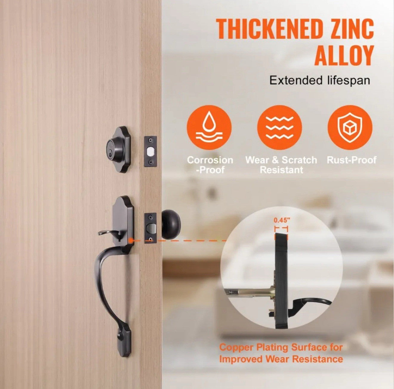 VEVOR Front Door Handle and Deadbolt Set Antique Copper Front Door