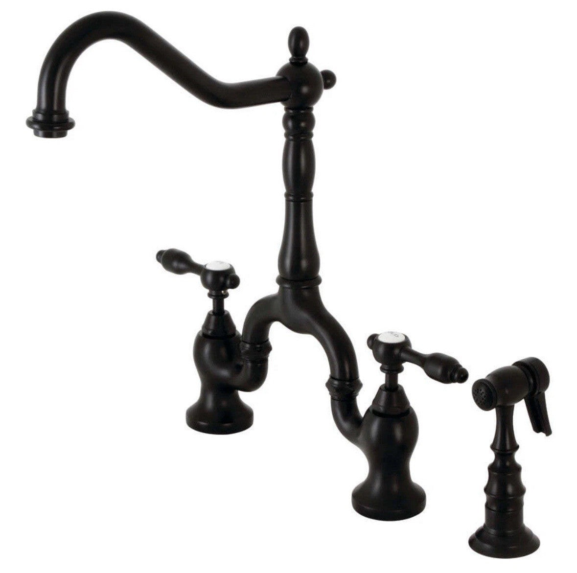 Kingston Brass KS775.BALBS Heirloom 1.8 GPM Bridge Kitchen Faucet - Black
