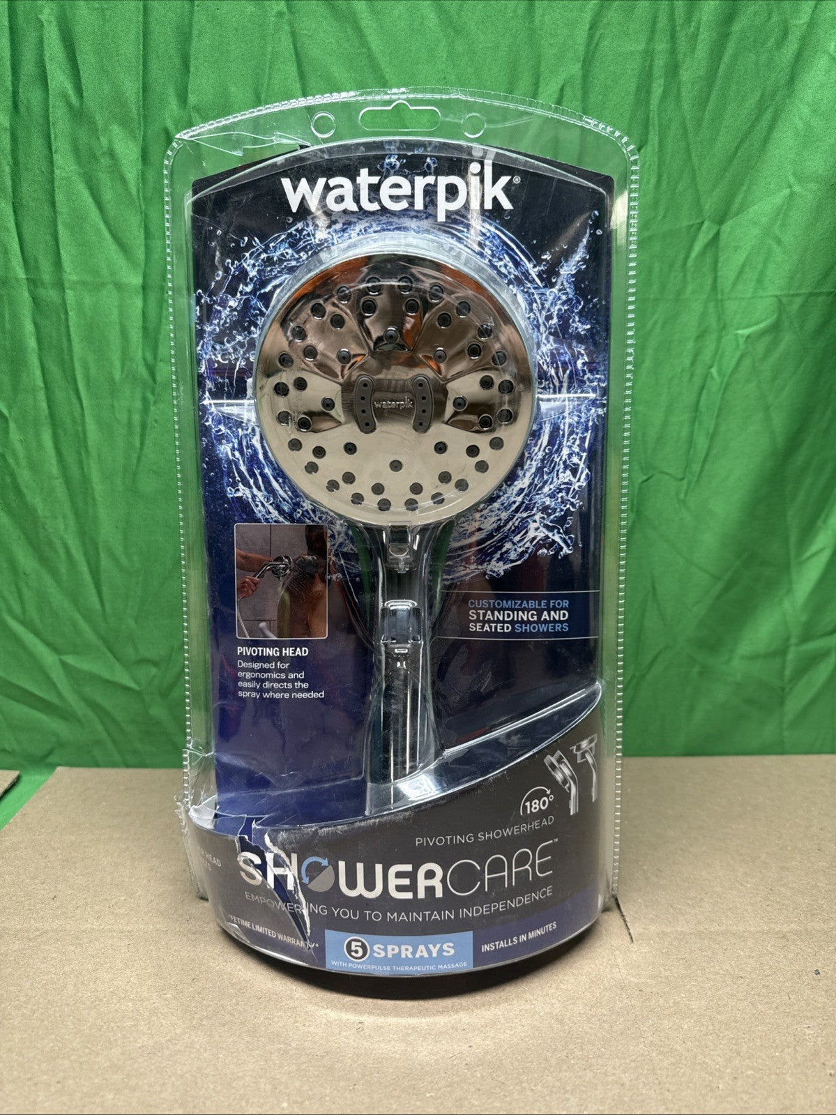 Waterpik Hand Held Shower Head Chrome 180-Degree 5-Modes QBS-563MEB