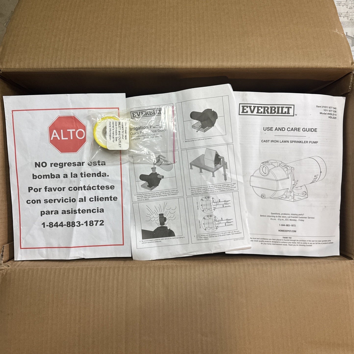 Everbilt 1-1/2 HP Cast Iron Lawn Irrigation Pump Sprinkler Pump NEW Open Box