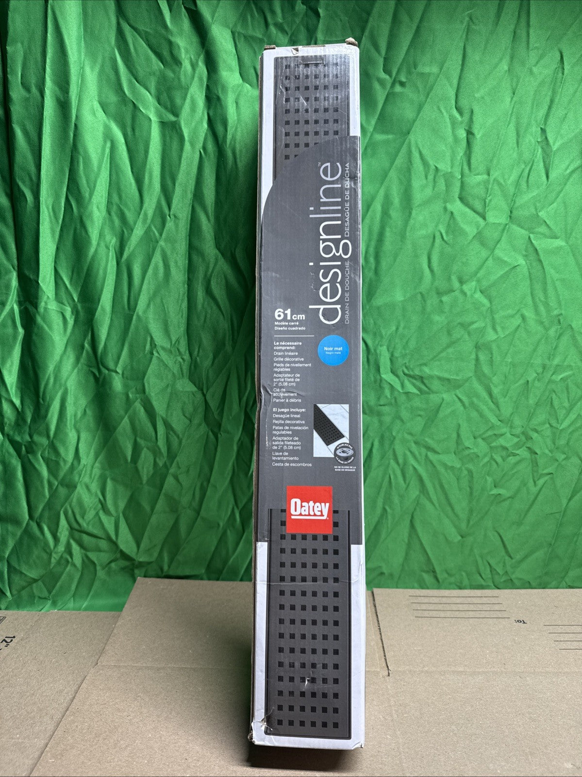 OATEY Designline 24 in. Matte Black Linear Shower Drain Square Pattern DL32240