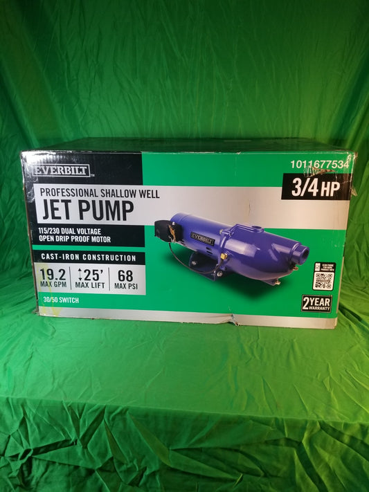 Everbilt 3/4 HP Cast Iron Shallow Well Jet Pump HDSWJ7 as is, *For Parts