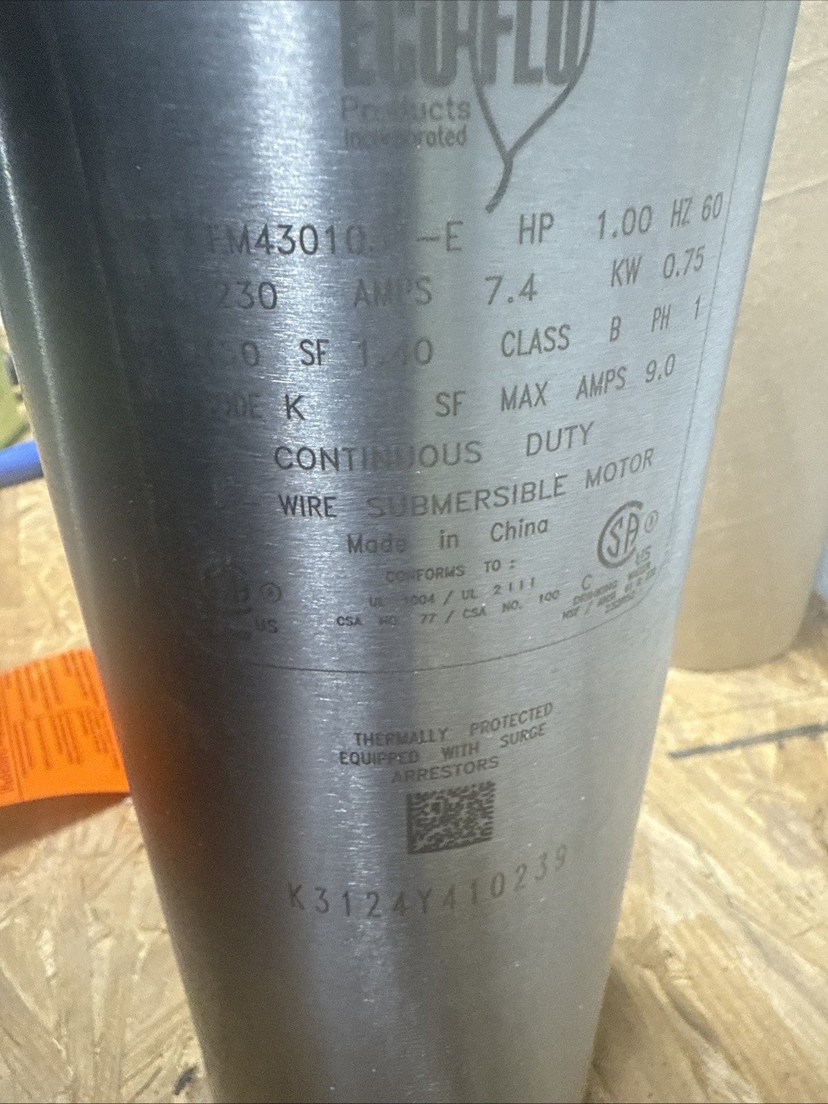 Everbilt 1 HP Submersible 3-Wire Motor 20-GPM Deep Well Potable Water Pump