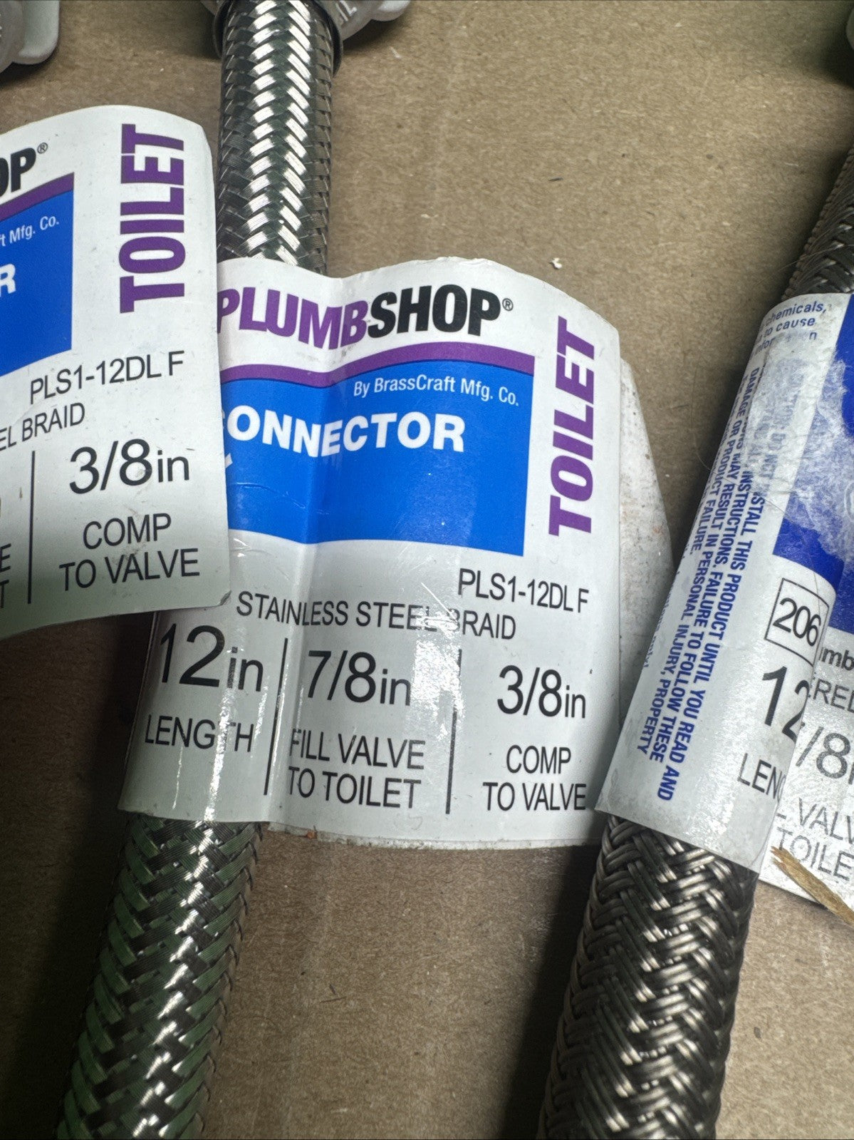 (4Pk) BrassCraft Toilet Supply Line Braided Polymer B1-12DL F