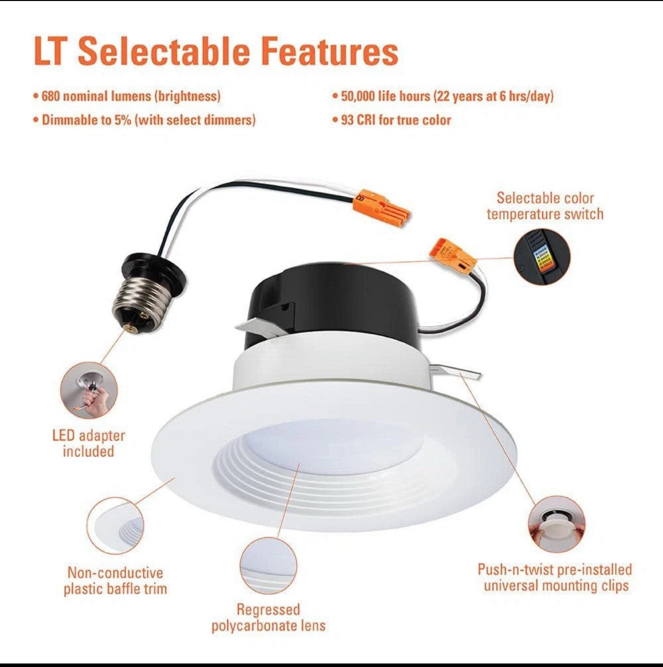 HALO LT 4 in. Selectable IC Rated Integrated LED Recessed Light w/ Trim 4-pack