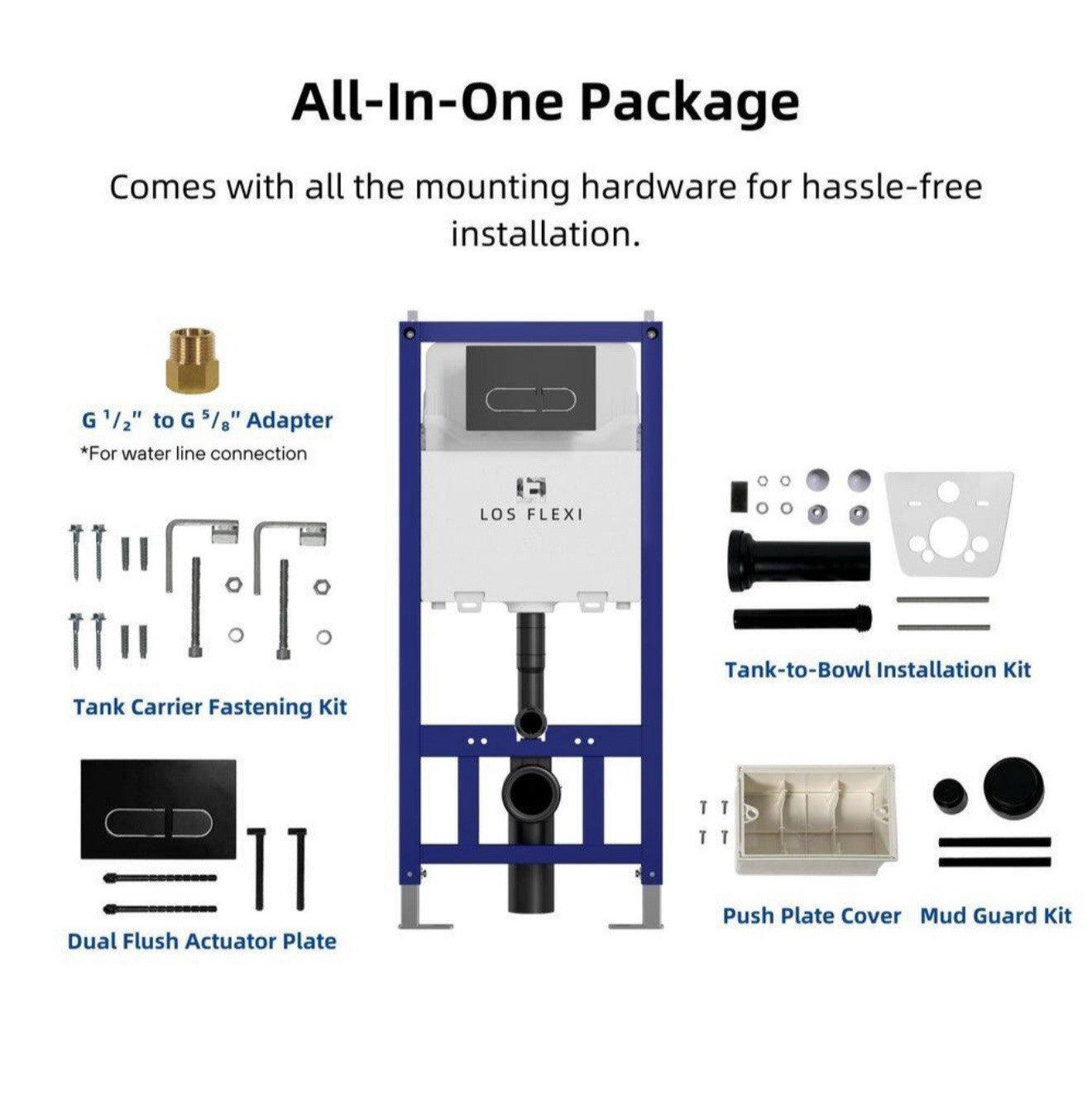 Los Flexi In-Wall Toilet Tank Carrier 0.8/1.6GPF w/ Flush Plate LF01TC01