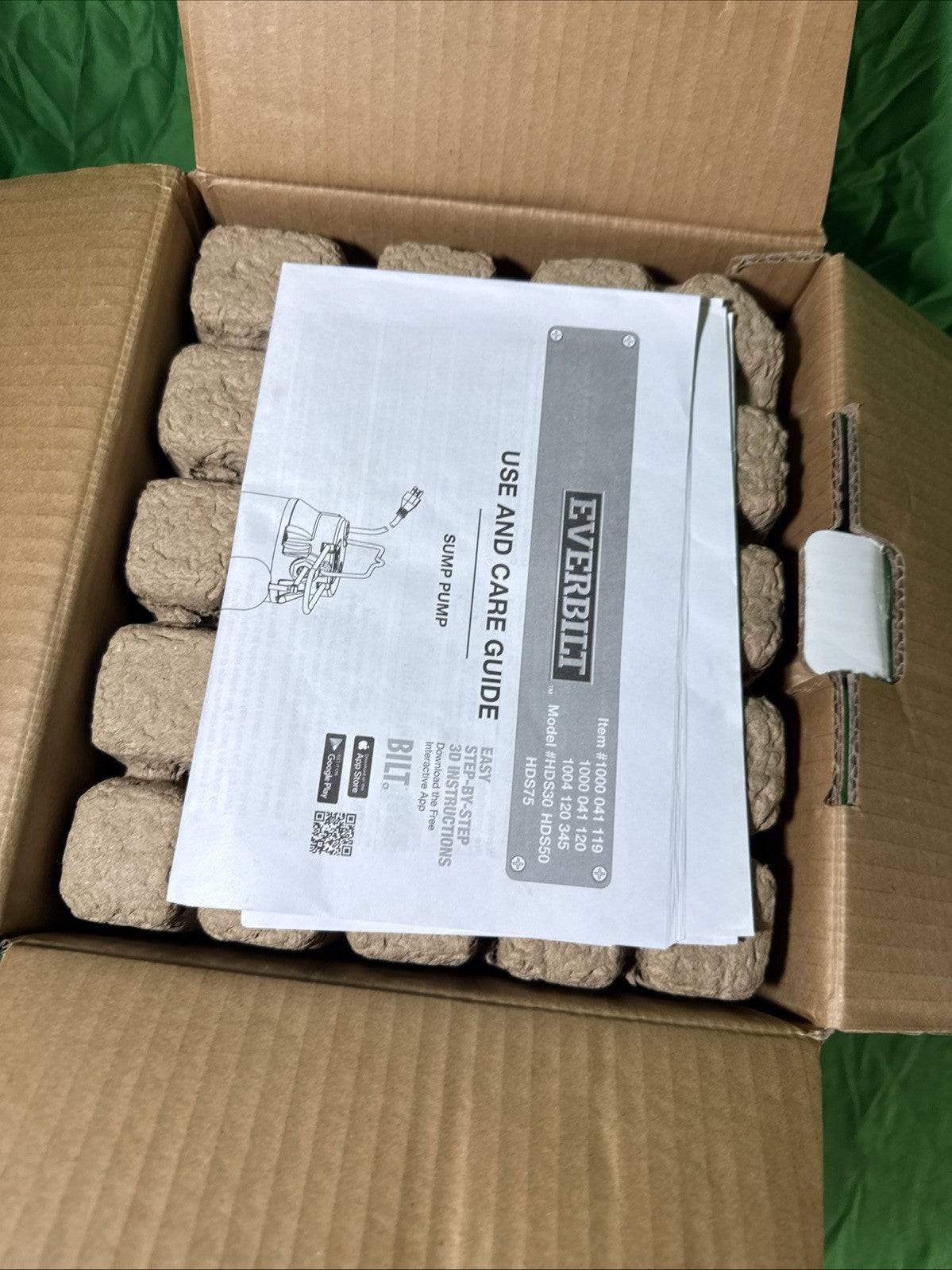 Everbilt 1/2 HP Cast Iron Sump Pump Model # HDS50 OPEN BOX.