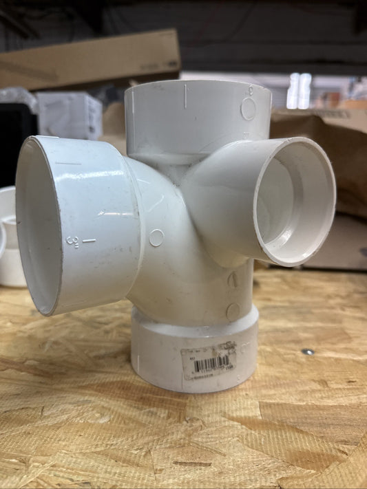 Charlotte Pipe Schedule 40 DWV 3” San Tee With 2” Outlet PVC Cottage Fitting
