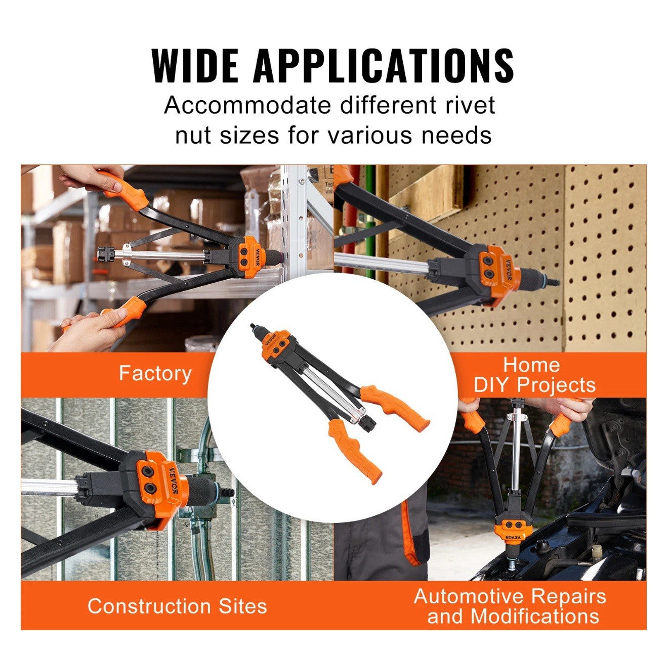 VEVOR Rivet Nut Tool 16in Rivnut Tool Kit 13PCS Mandrels and 186PCS Rivet Nuts
