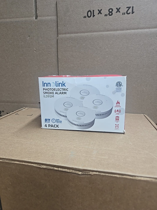 Innolink Smoke Detector Alarms 4-Pack IL09SM | Hardwired w/ 9V Backup