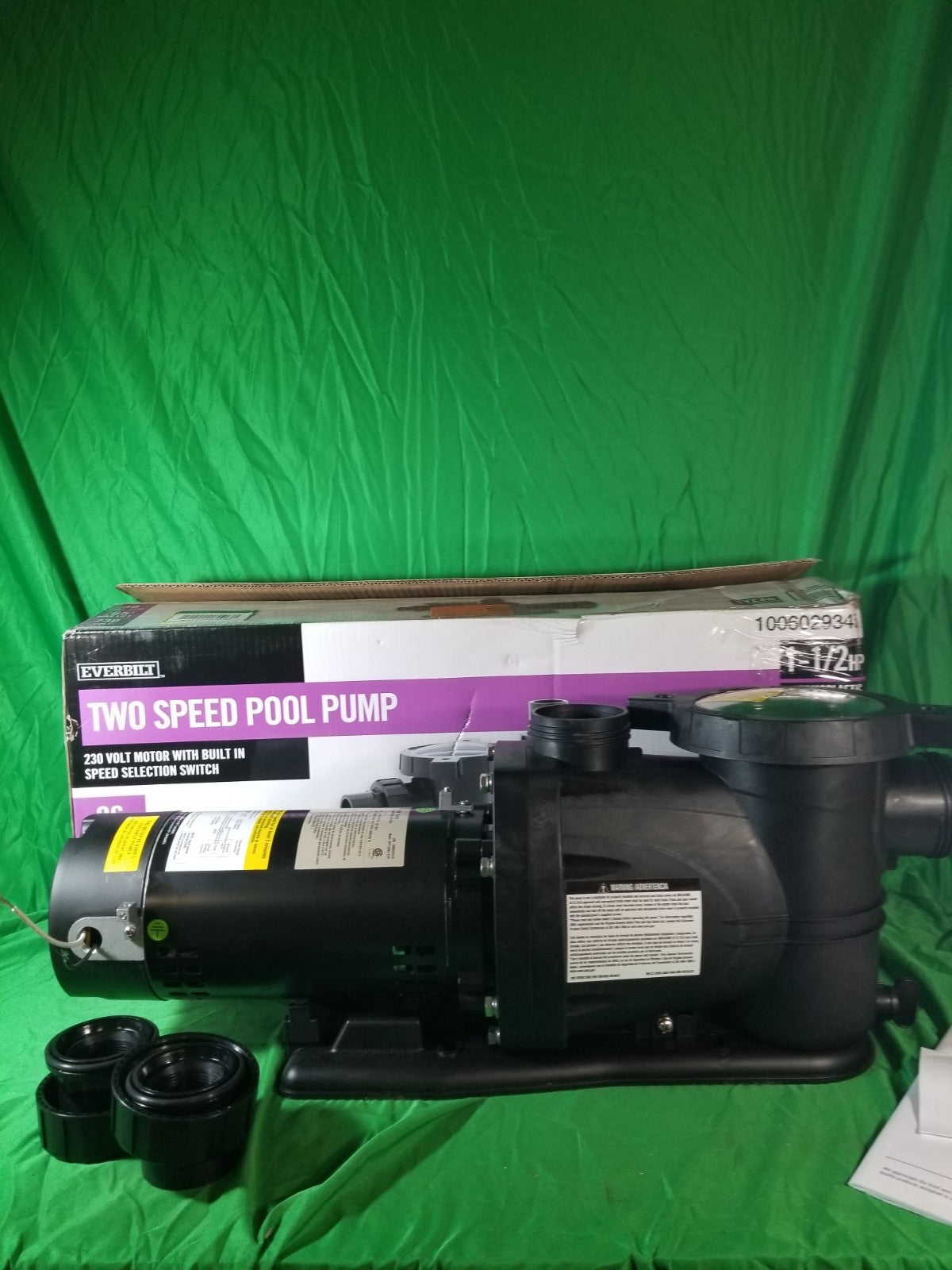 Everbilt Pool Pump Fan-Cooled Motor 1.5 HP 230V NEW OB Has Unions