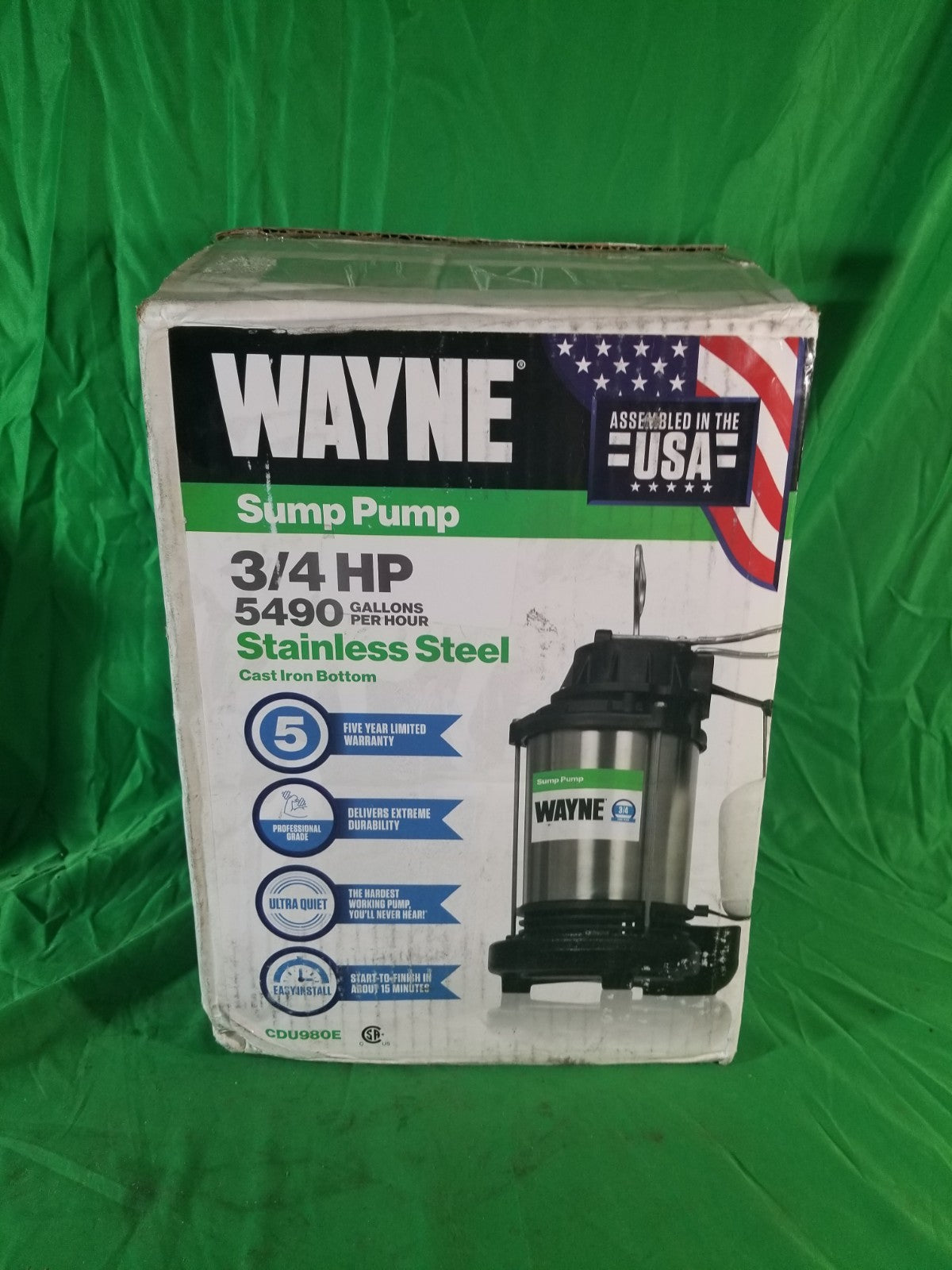 Wayne 58321-WYN3 CDU980E 3/4 HP Cast Iron and Stainless Steel Sump Pump