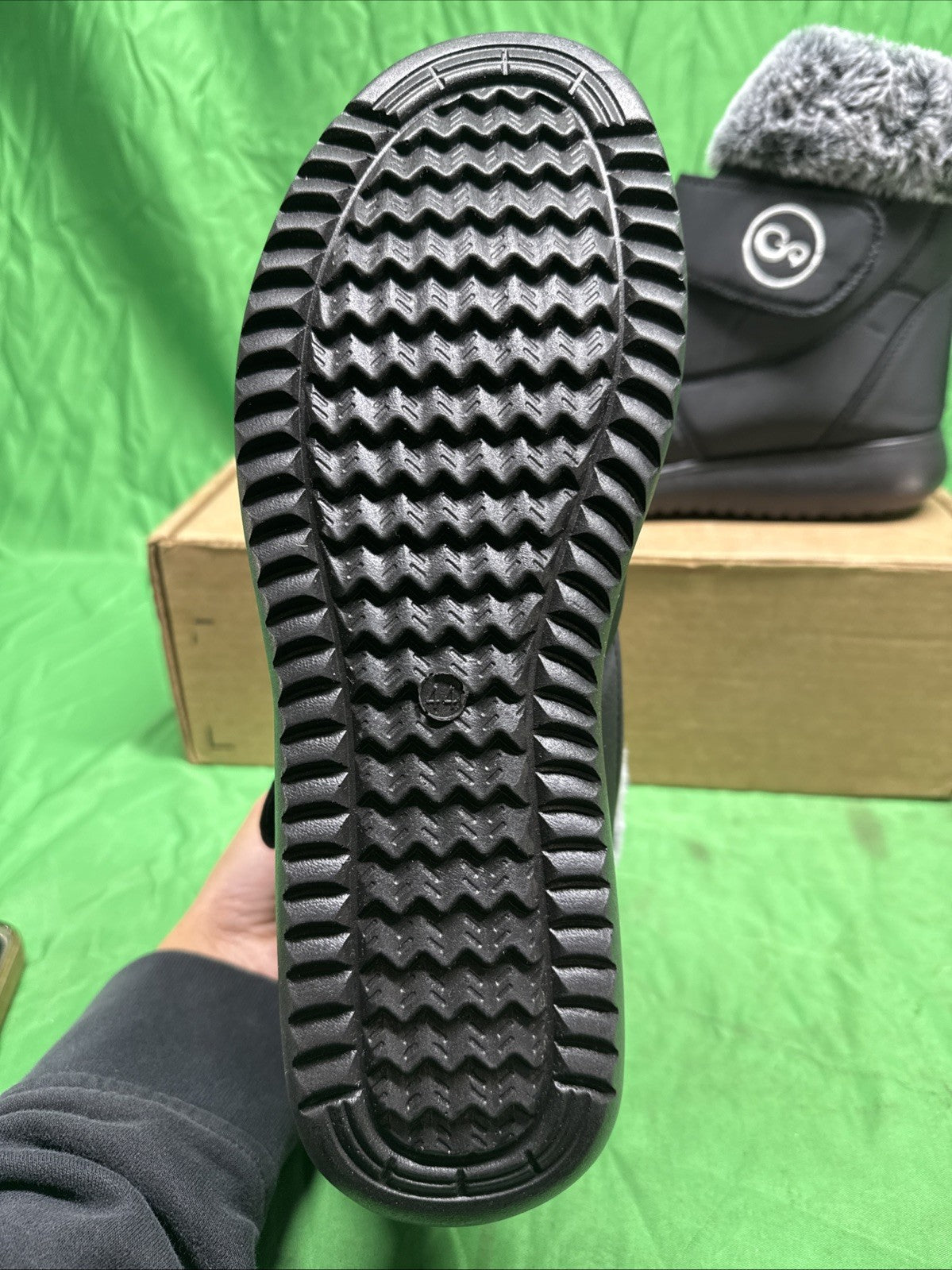 Black Winter Snow Boots Waterproof Faux Fur Womens Size 12