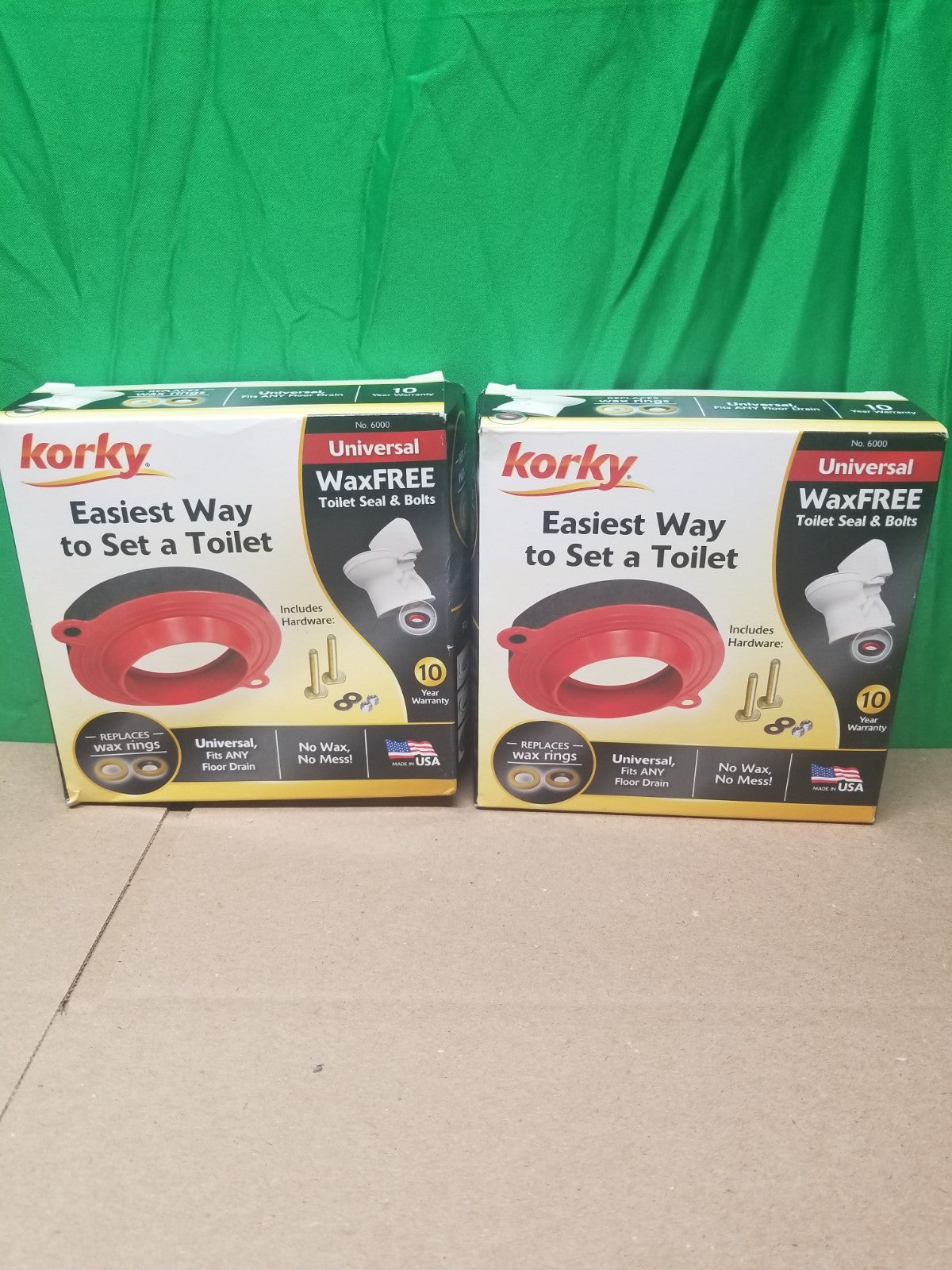 2 Pck Korky 6000BP Universal Wax Free Toilet Seal Kit, Rubber OPEN BOX