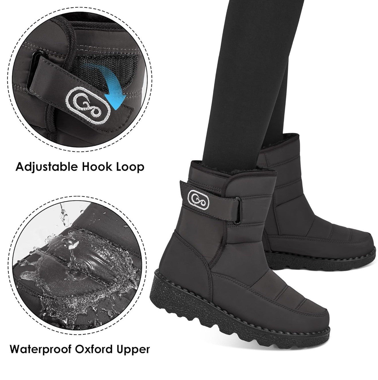 Ablanczoom Women’s Winter Boots Size 10.5 42EU Fur Lining Nonslip