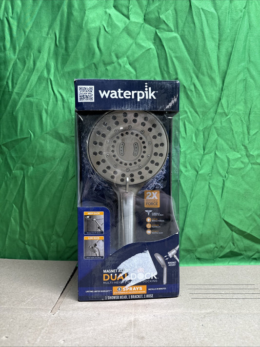 Waterpik 8-Spray Wall Mount Magnet Assist Multi Height Handheld Shower Head