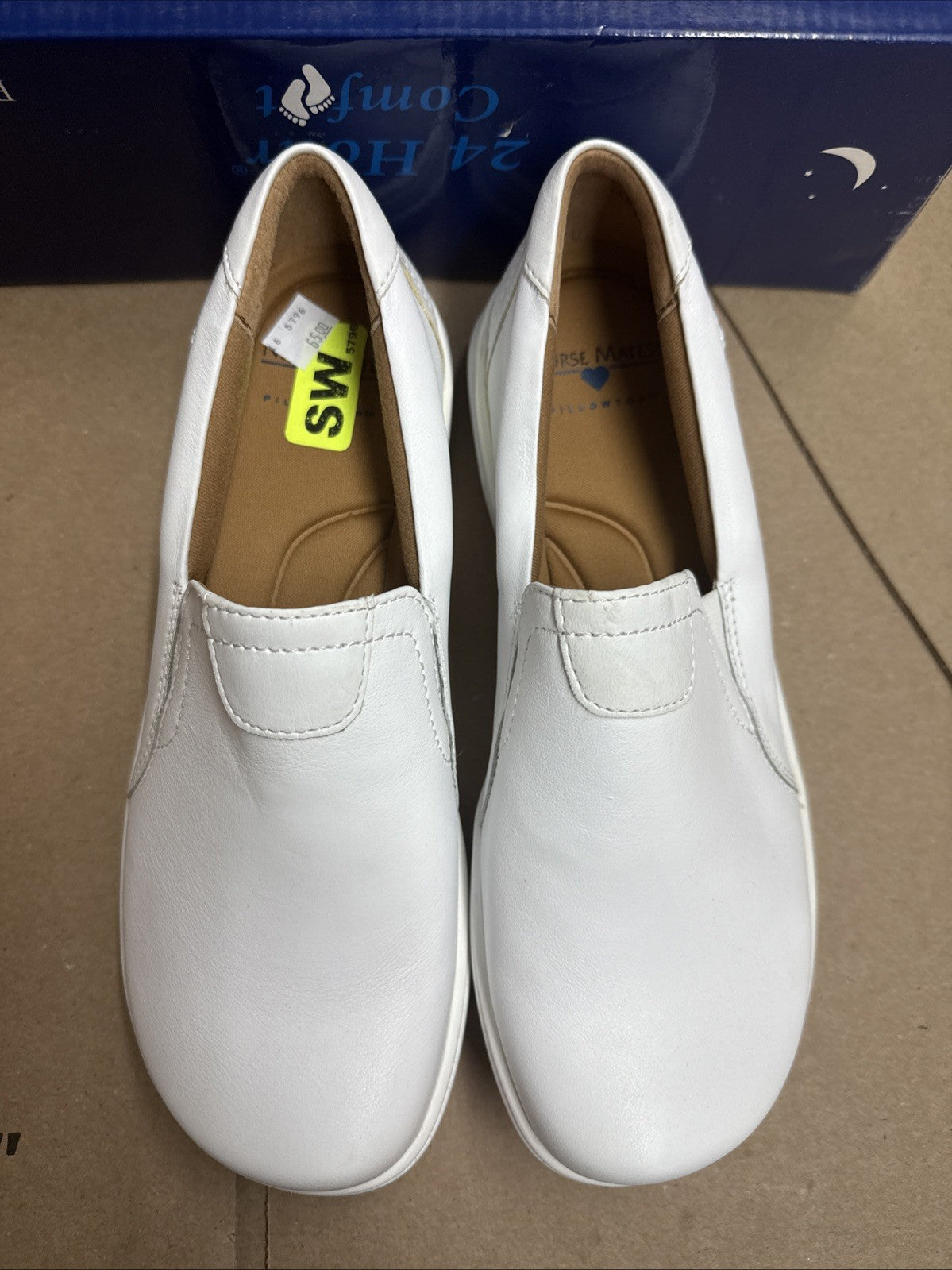 Nurse Mates Women's Slip-On Meredith Slip-Resistant Leather White Size 7.5W