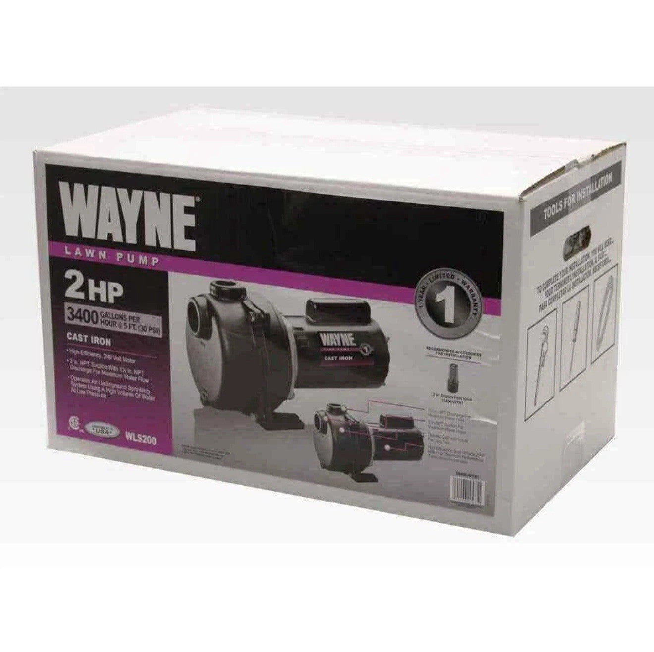 Wayne 2 HP Permanent Lawn Sprinkler Pump New Open Box Dent In Cover
